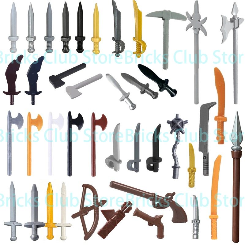 Lego Minifigure Holder - Medieval Military Accessories Building Blocks Soldier
